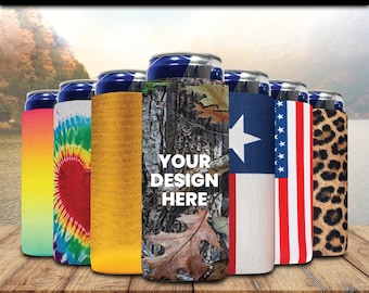 Personalized Slim Can Cooler Pattern Sleeves Full Color on 4mm Neoprene Favors Custom Your Own Design Party Supplies Decorations Beer QP3