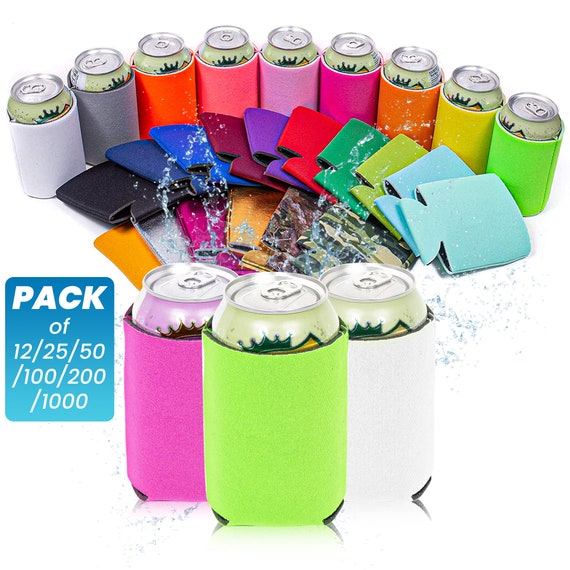 Bulk Can Coolers 200 Pack Blank Foam Sleeves Plain Soft Insulated Blanks  for Soda, Beers Free Shipping 