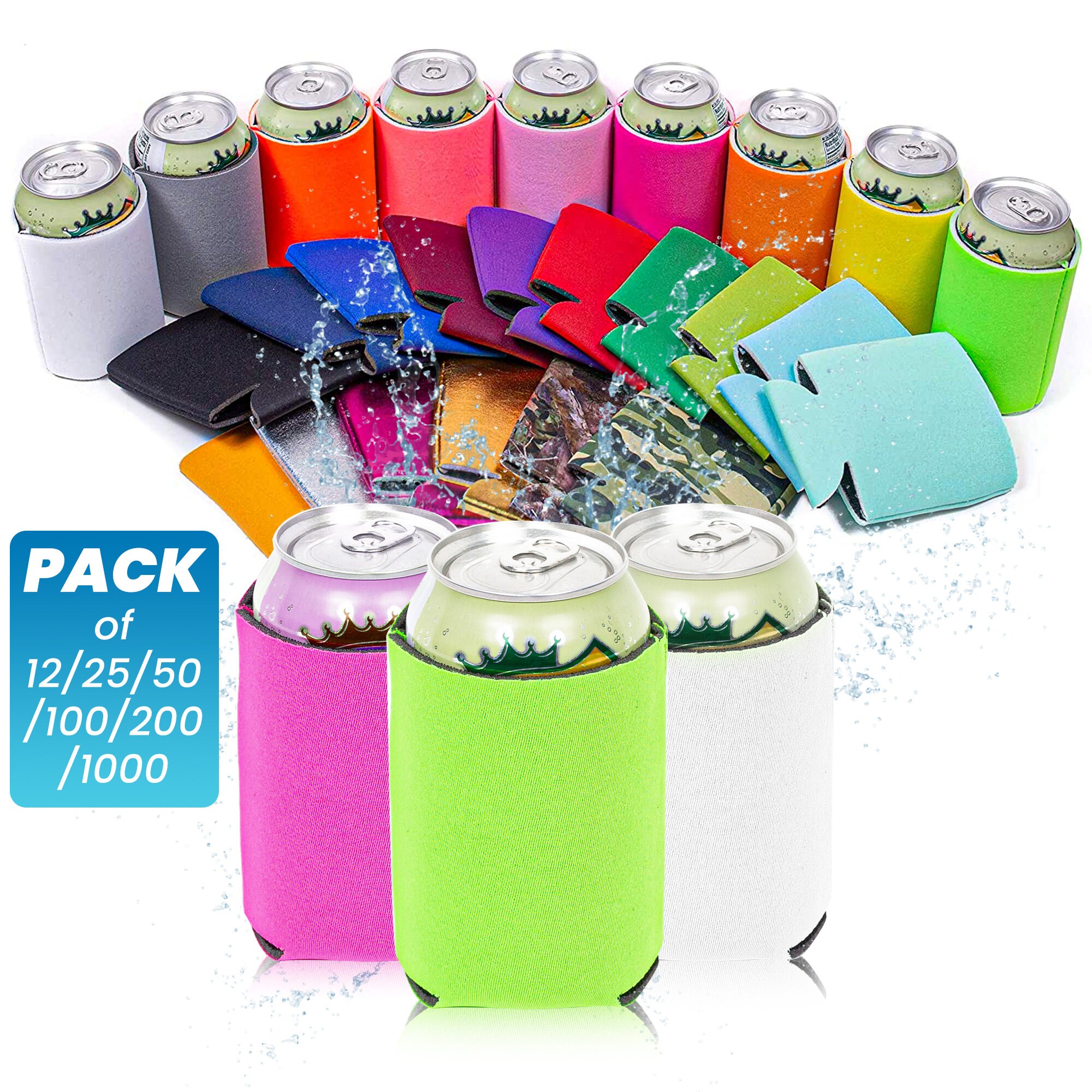 Blank Neoprene 12 oz. Slim Can Coolie Variety Color Packs