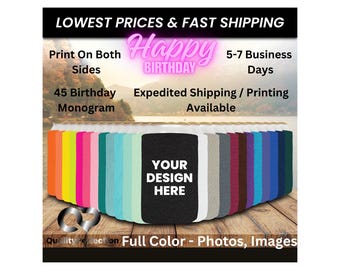 Happy Birthday Regular Can Coolers Sleeve, Custom 45 Monograms Recreate Any Design Holders gifts 4mm Neoprene Personalized Beer Party favors