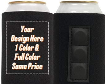 3 Magnets Personalized Can Holder, Magnetic 4mm Neoprene Can Cooler Sleeve 12 oz Regular Size Can Hold Up To 1.5lb, Custom Full Color - QPMG