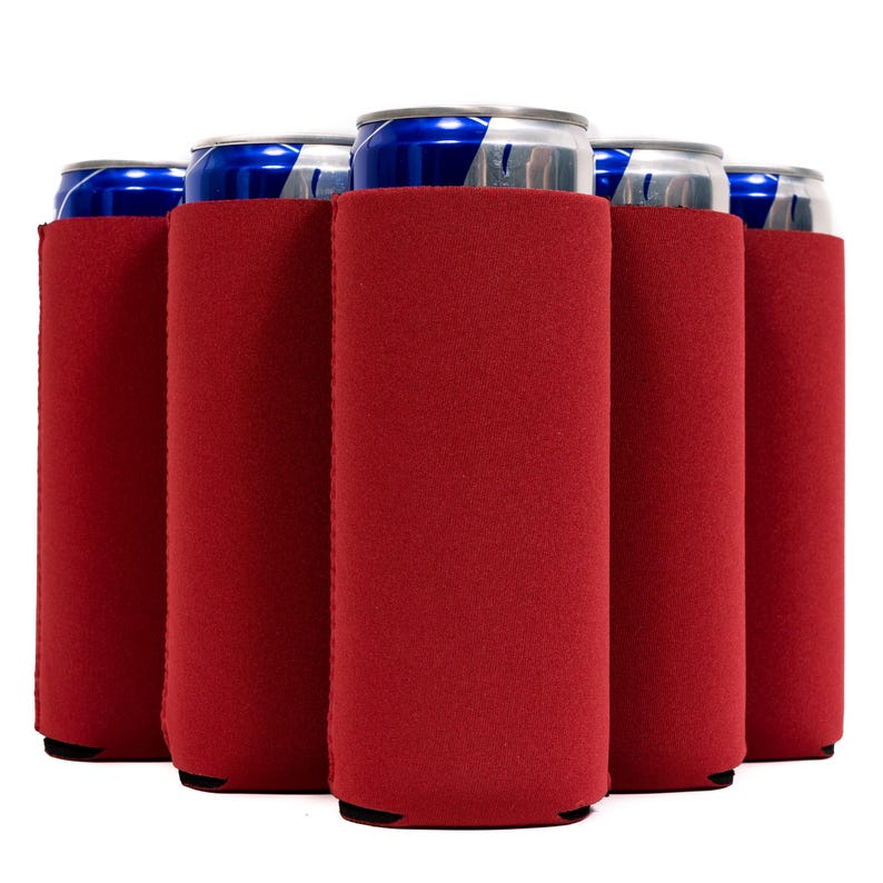 Assorted Slim Can Sleeves, Skinny Blank 4mm Neoprene Beer Coolies, Compatible with 12 oz Slim Cans- Set of 6 Multi Color image 8