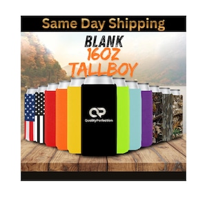 16 oz Tallboy Can Cooler, 4mm Neoprene Drink Sleeve, Blank Holder