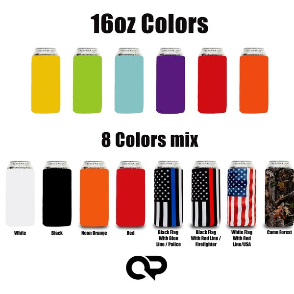 16 oz Can Cooler Sleeves, Tallboy Can Holder, Premium 4mm Neoprene Skinny Blank Drink Beer Coolers, - 1 Coolie, QP16 1 ink