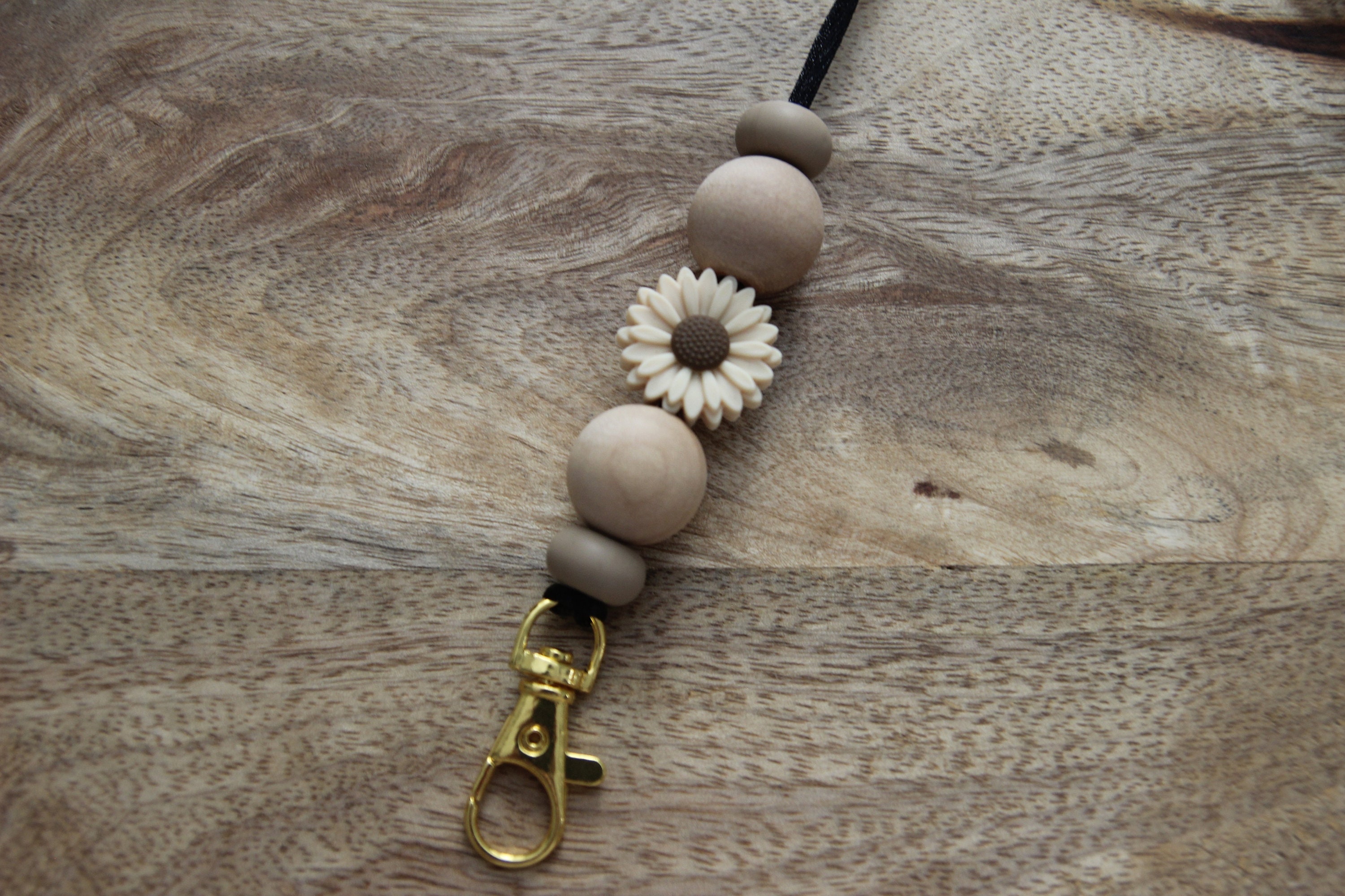 Neutral Sunflower / Silicone Bead Lanyard / Teacher Lanyard / Etsy Canada