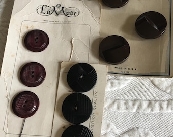 Vintage Brown or Black Buttons: Set of 3, Choose Your Style and Size.