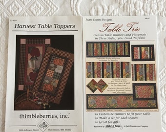 Table Toppers, Runners and Placemats. Choose Your Pattern. Harvest Table Toppers by Thimbleberries, Inc. or Table Trio by Jean Dunn Designs.