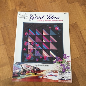 Vintage 1990 Go Ideas para Strip, Trip and Shadow Quilts Booklet. por Martí Michell. Gran tira y edredones de diseño cuadrado.