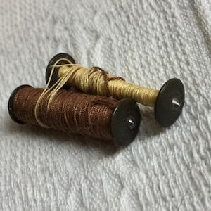 Vintage 2 Miniature Metal Thread Bobbins for Antique Singer Sewing Machines. 3/8&quot; X 1 5/16&quot;. Great for Jewelry Making or Display.