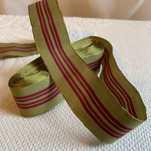 Vintage Wired Ribbon in Green and Purple with Satiny Edge. Wonderful for Hats or Costuming. Purchase by the Yard.