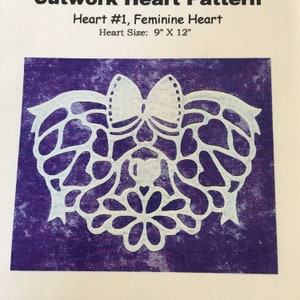 Feminine Heart #1 Cutwork Applique Pattern. Reverse or Needle-turn Applique Technique With Two Fabrics. Great Carry Around Project.