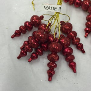 Holiday Ornaments to Decorate A Miniature Tree. 50 Bulbs, 10 Snowflakes and 7 Red Graduated Ball  Ornaments Plus Angel for Tree Topper.