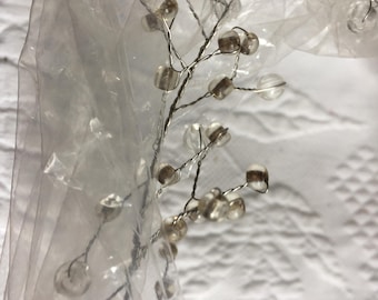 Vintage 102" Clear Beads Branching from Twisted Silver Wires. Great for Crafting or Table Decorations. Hang on Christmas Tree.