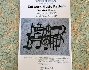 I've Got Music Cutwork Applique Pattern: Needle-Turn Technique.