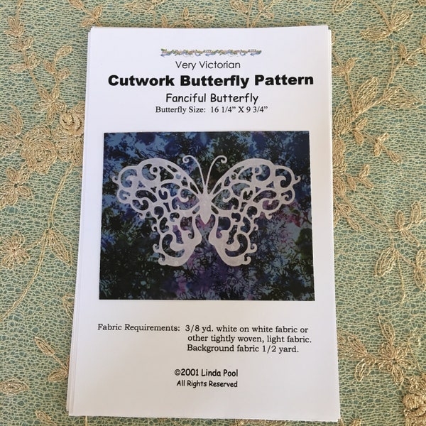 Fanciful Butterfly Cutwork Applique Pattern. Reverse or Needle-turn Applique Technique With Two Fabrics. Great Carry Around Project.