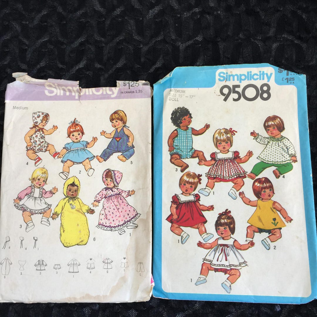 Vintage 1975 and 1980 Simplicity Patterns for Doll Clothes. Choose ...