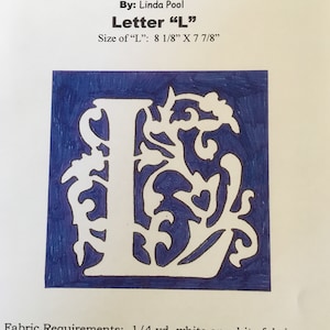 Letter &quot;L&quot; Cutwork Applique Pattern. Reverse or Needle-turn Applique Technique With Two Fabrics. Great Carry Around Project.