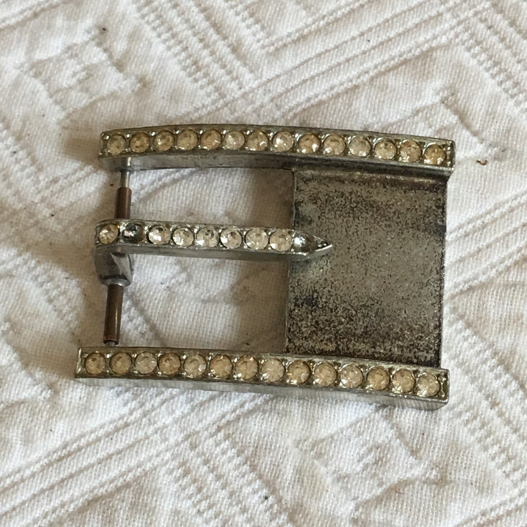 Vintage Rhinestone and Silver Metal Belt. Square Silver Tone  display picture 2