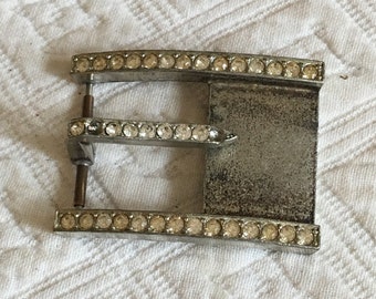 Vintage Rhinestone, Silver Back Belt Buckle - Etsy display picture 2
