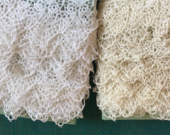 Vintage Machine Lace With Pointed Scalloped Edge. Choose White or Off White Color. Choose Length.