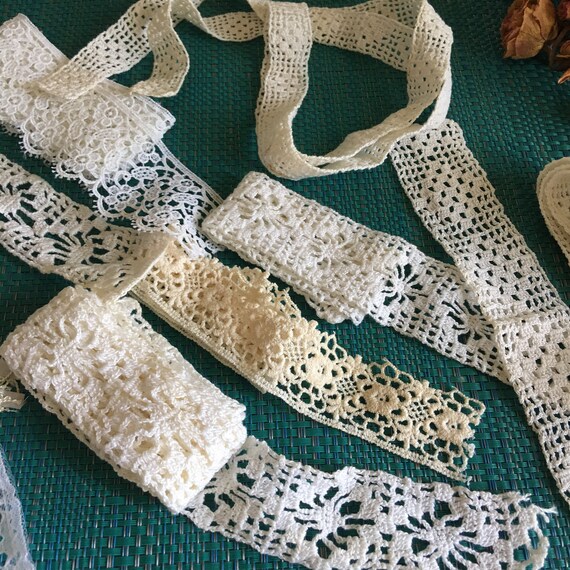 Vintage Laces and Trims in White and Creamy White. Whole