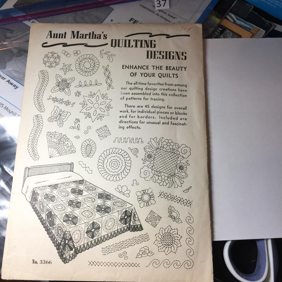 Vintage Aunt Martha's Quilting Designs. Enhance the Beauty of Quilts ...