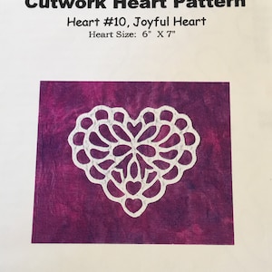 Joyful Heart #10 Cutwork Applique Pattern. Reverse or Needle-turn Applique Technique With Two Fabrics. Great Carry Around Project.