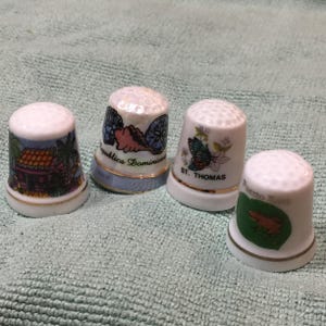 Vintage Porcelain Thimble. Choose One From Jamaica, Republica Dominicana, St. Thomas or Puerto Rica. Listing for One Thimble.