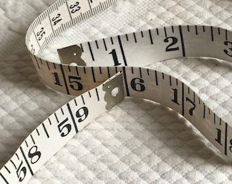 Vintage Measuring Tape. Fiber-Glass Vintage Measure for Inches, Centimeters and Millimeters. White Soft or Bendable Measuring Tape.