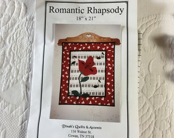 Romantic Rhapsody Quilt Kit: Musical Flower Wall Hanging (18" x 21").