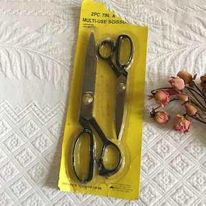 Vintage 2-tlg. 7 "und 10" Multi-Use-Schere. FTY #1419 von 1998. Haushaltsschere mit schwarzem Griff.
