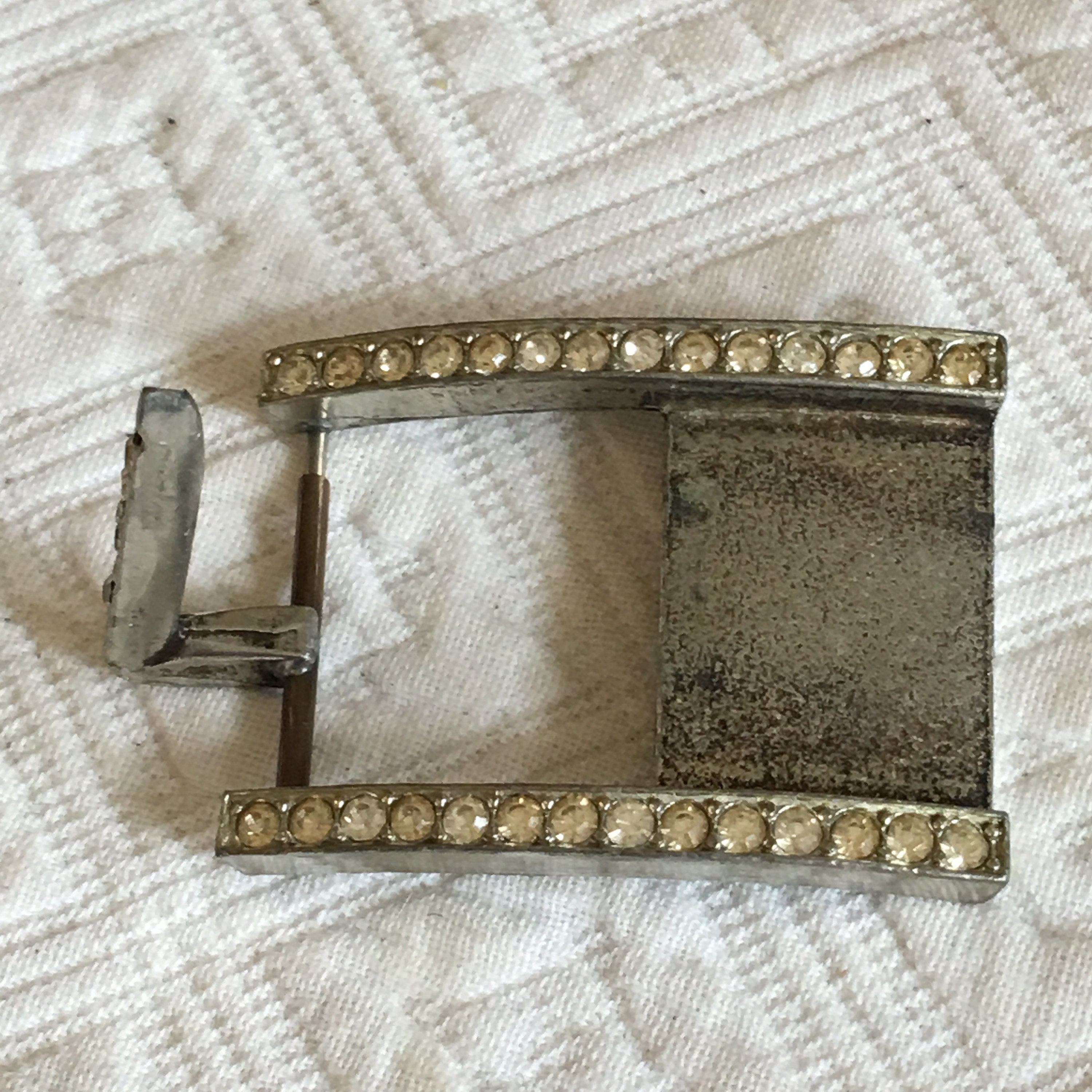 Vintage Metal Belt Silver Metal Stretch Chunky Square Crystal Rhinestone Faceted Vintage 1950s Rhinestone Wide Belt - Raleigh Vintage main image 3