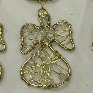 Vintage 5 Wire and Bead Angel Ornaments to Hang on Miniature Christmas Trees. Use for Crafting or As Ornaments on a Small Tree.
