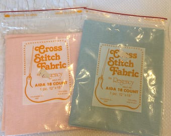 Choose Color of Aida Cloth for Counted Cross Stitch Projects. 18 Count Aida Cloth. 12" X 18" Aida Cloth in Blue or Pink.