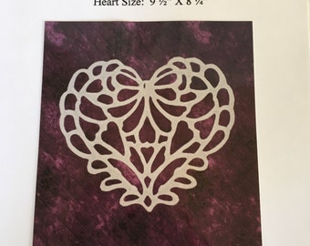 Romantic Heart #12 Cutwork Applique Pattern. Reverse or Needle-turn Applique Technique With Two Fabrics. Great Carry Around Project.
