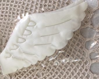 Vintage Angel Wings. 2 Pieces One Set of Wings. Choose Wingspan 5 1/2" to 11" and 6". Wings Pointing Up with Scalloped Edge.