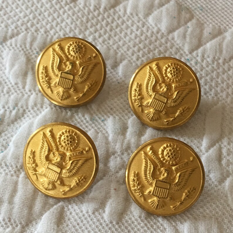 Vintage 4 Military Brass Buttons. Marked Waterbury Button Co. Etsy