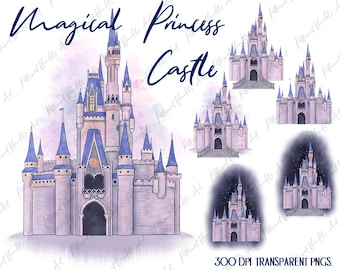 Magical Princess Castle Clip Art/ Magical Castle/  Princess Castle / Digital Download / Castle Clipart / Watercolor Castle Art