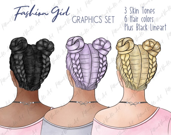 Fashion Girl Clipart Messy Bun Planner Girl Fashion Clip Etsy