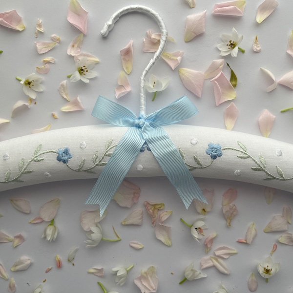 Beautiful padded forget-me-not coat hanger