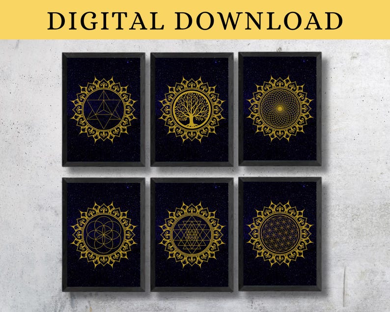 Sacred Geometry Printable Poster Spiritual Wall Decor Mandala Zen Wall ...