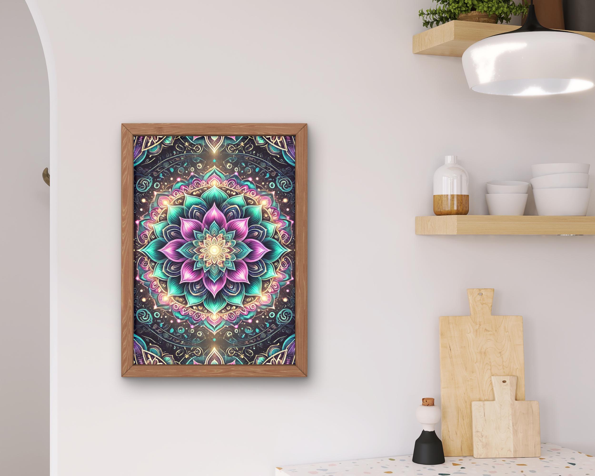 Lotus Flower Mandala Poster Spiritual Printable Wall Art Esoteric Print ...