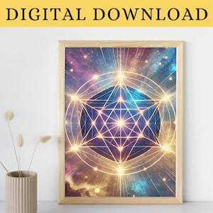 Merkaba Wand Kunst Heilige Geometrie druckbare Poster spirituelles Dekor Esoterik Druck Zen Garten Meditationsraum Merkabah Stern digitaler Download