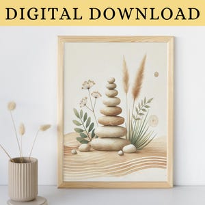 Zen Rocks Wall Art Spiritual Printable Poster Esoteric Print Zen Garden Stones Meditation Bathroom Home Decor Gift Artwork Digital Download