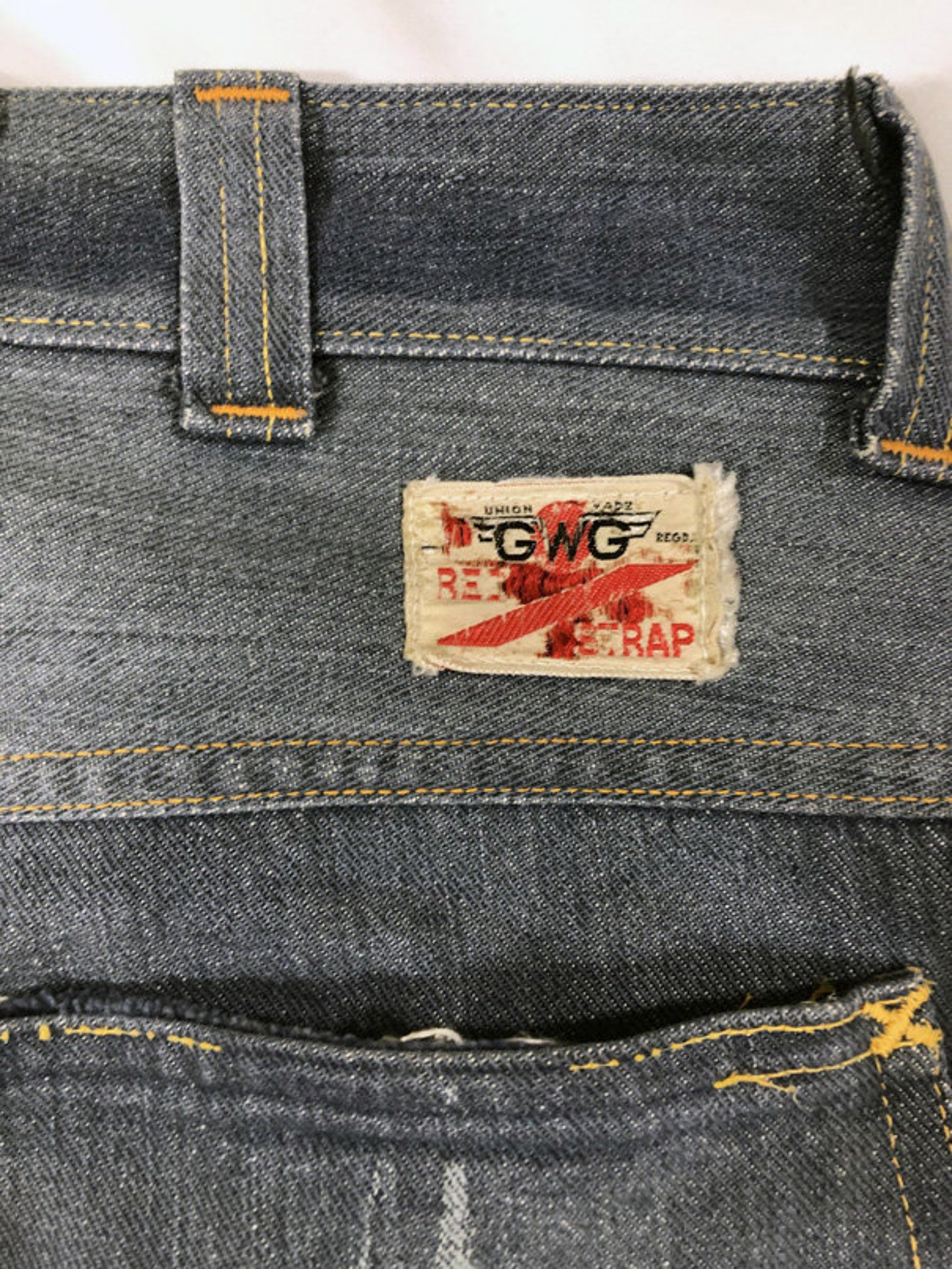 Vintage GWG Red Strap Denim Jeans Workwear Chore Levis sz 34 Etsy