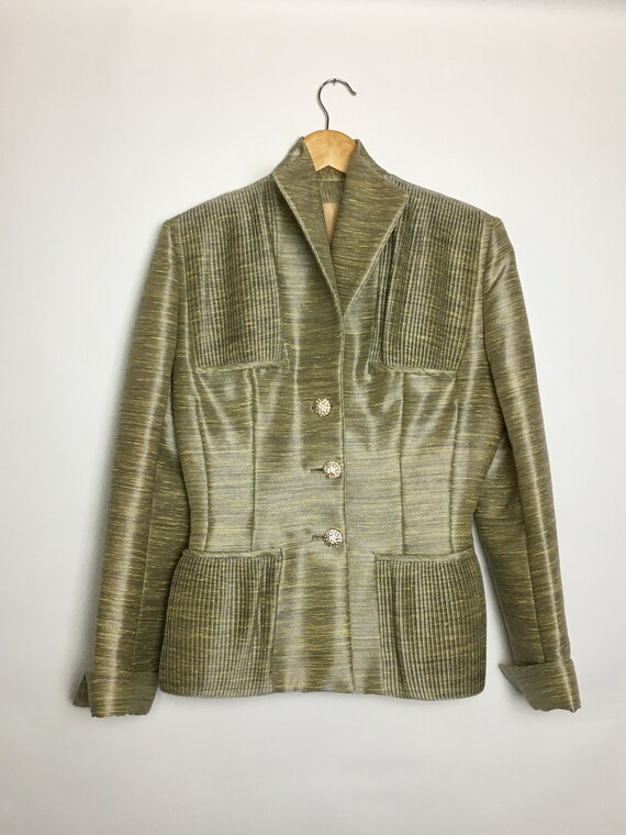 Vintage Lilli Ann 1940s Structured Silk Jacket Ple