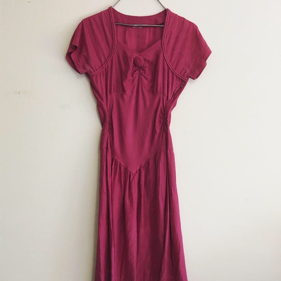 Raspberry 1980s does 1940s Pattern Summer Dress