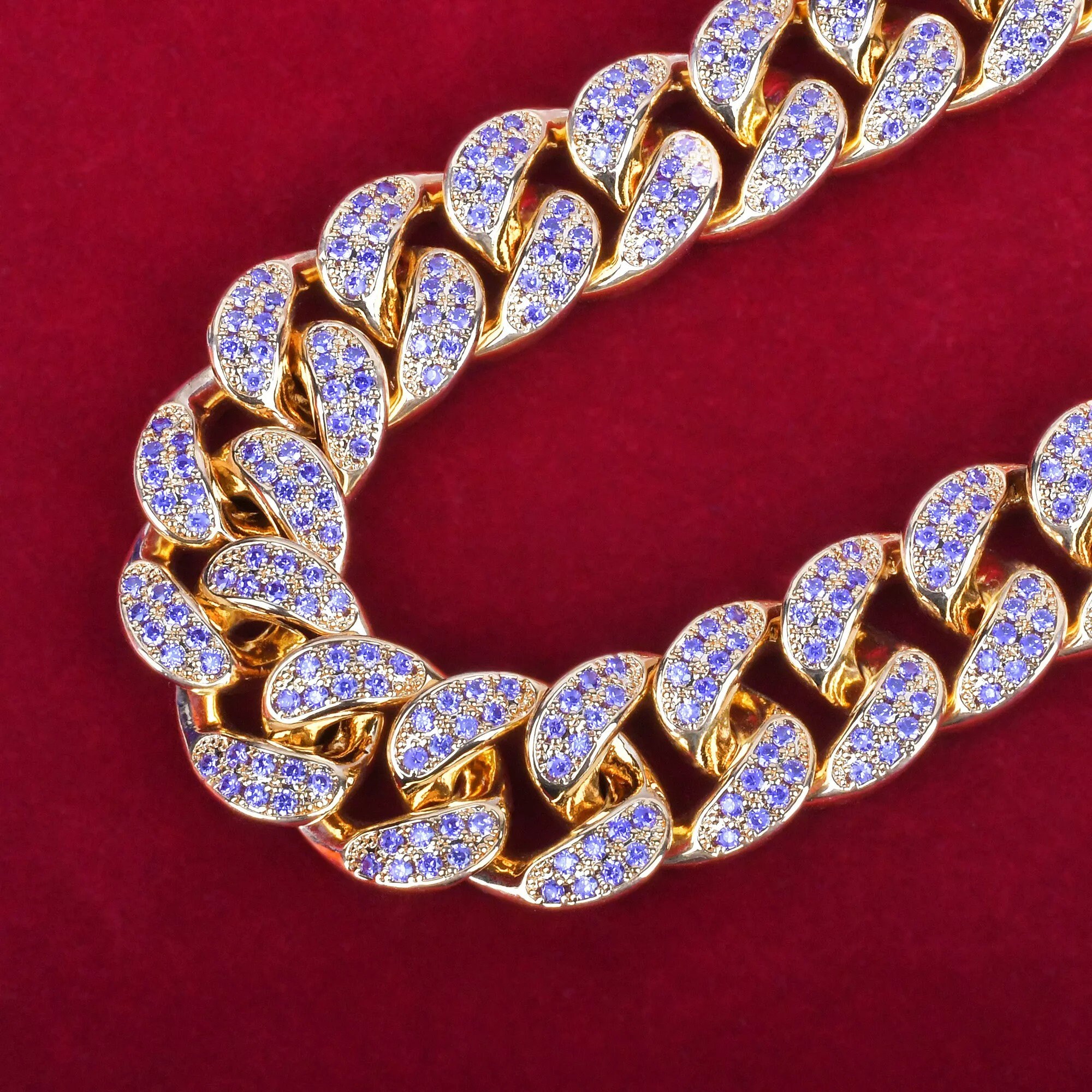 20mm Iced Out Purple Amethyst Cz Stone 