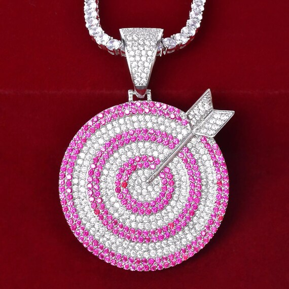Iced Out Custom Target Red Ruby Pendant 
