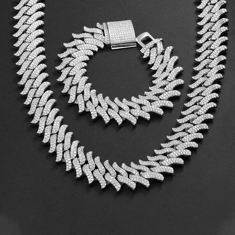 20mm iced out thick spike Miami Cuban link chain necklace gift for him gift for her